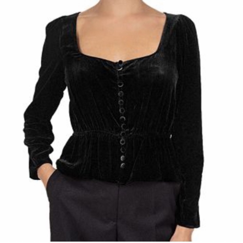 The Kooples crown velvet peplum top long sleeve size 2 nwt